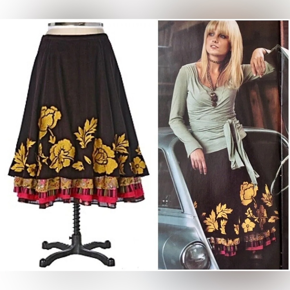 VINTAGE ANTHROPOLOGIE LITHE SHELL 100% COTTON EMBROIDERY BOHO GYPSY WOME…